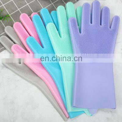 High Quality Silicone Scrubber Washing Dishes Brushing Grooming Washing Household Cleaning Gloves photo-4
