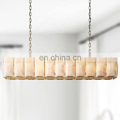 Modern Alabaster Square Block Pendants Chandelier Lighting fixture For Living Room Dining Room Kitchen Island Foyer Lobby