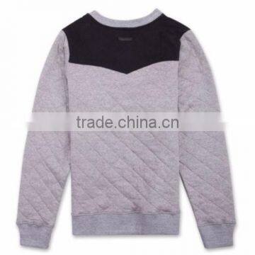 Heather Grey Color Quilting Sweatshirt/sweatshirt With Front Pocket/Stylish Quilted Sweatshirts/2016 Sweatshirts