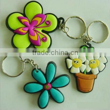 3D flower soft PVC keychain, custom 3D keychains wholesale