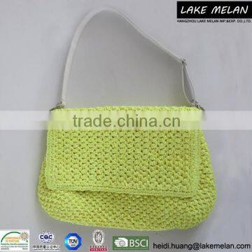 100%Paper Bag (Straw Bag) In Solid Fluorescence Green