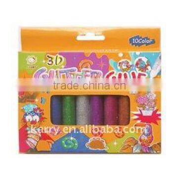 10-colors 3D glitter glue set for kids[10ml/tube]