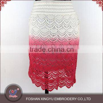 Hot sale promotional cheap red gradient transparent scalloped embroidery plus size mini skirt                        
                                                                                Supplier's Choice