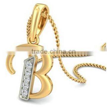 wholesale customized 24k yellow gold plated pendant necklace high quality diamond initial letter pendant