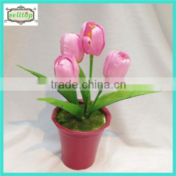 cheap 20cm 3heads silk tulip artificial plants bonsai