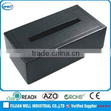 Hot selling PU leather Black tissue box holder wholesale