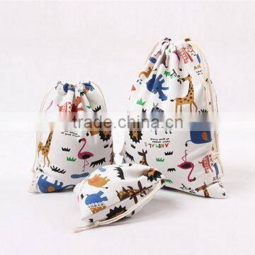 Cute Animal Zoo Pattern Folding Canvas Laundry Bag Laundry Pouch