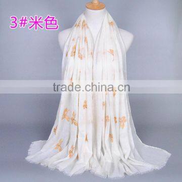 Latest Design Cotton Colorful Butterfly Emboridery Scarf Shawl photo-4