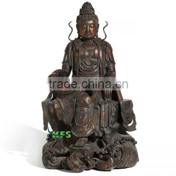 Large brass Guanyin Figure on a Tall Pedestal