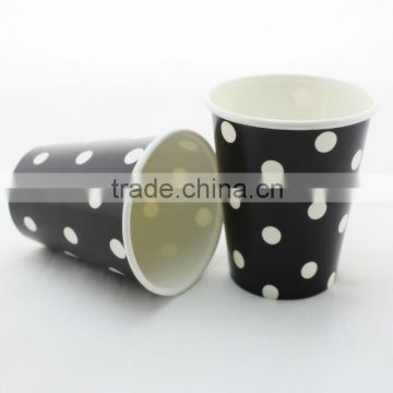 Quality Cheap Party Supplies 250ml Cool Black Polka Dot Paper Cups