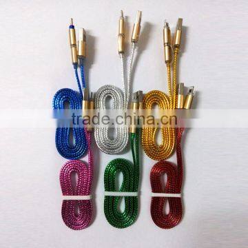 led lighting 8pin micro usb cable, phone charging cable, data usb cable 2in1 usb cable for iPhone