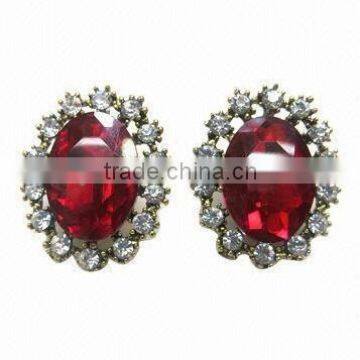 Fashion Jewelry Round Shaped CZ Diamond Crystal Stud Earrings