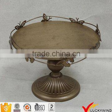 Butterflies White Decor Pedestal Round Plate Wedding