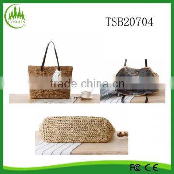 New Fashion 2015 Straw Paper Beach Bag Vintage Women Woven Tote Shoulder Bag Handbag