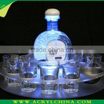 LED customized acrylic bottle tray or cups holder