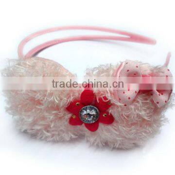 Big Lint Bowknot Plastic Headband With Flower Decorated For Children