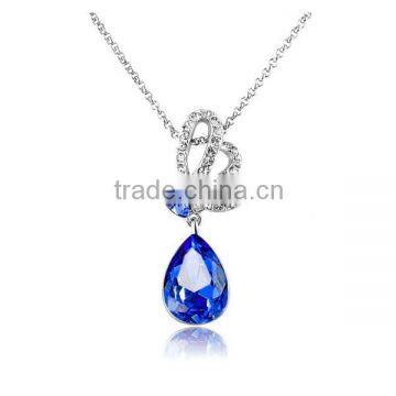 Blue Magnifying Glass Teardrop Pendant Necklace photo-5