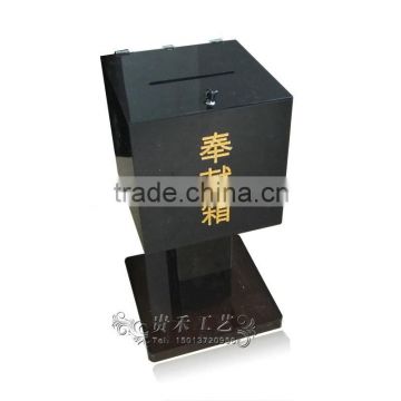 GH-RJ005 Black acrylic donation boxes with lock,modern black donation box