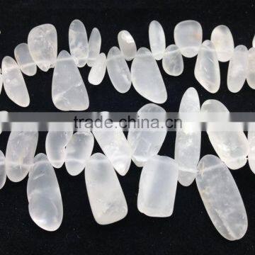Wholesale Natural Matte,dull Polished,frosted Crystal Quartz Gemstone Strand for Jewellery Decorate photo-2