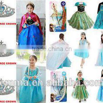 2015 hot sale elsa dress cosplay costume in frozen frozen anna dress for children BC2024