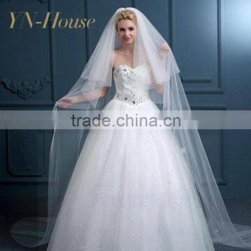 Beautiful Lace Appliqued Trim Floor Length 3 Meter Long Wedding Bridal Veil photo-2