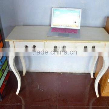 Shabby chic european style wooden dressing table with 3 drawers