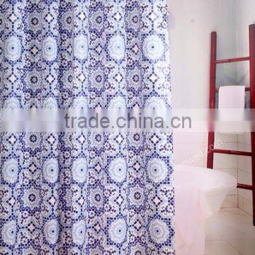 Flower pattern waterprof shower curtain transparent