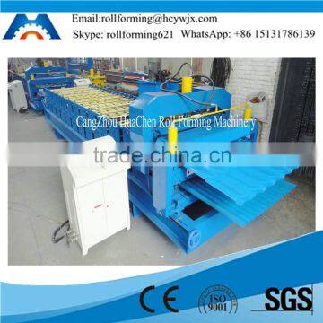 CNC Roll Forming Machine Making Double Steel Glazed Tile Roofing Sheet