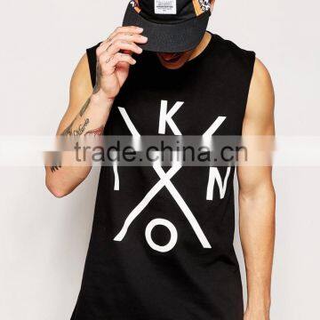 100% Cotton Mens Sleeveless T Shirt Casual Streetwear Pattern Vest Tank Top Custom Printed Men Vest