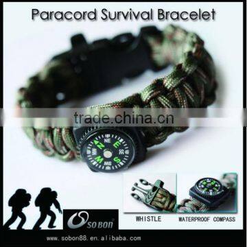 wholesale uk custom paracord survival bracelet with plastic buckle and compass