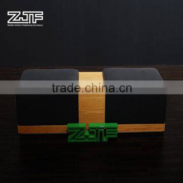 ZJF Black Leather Shoe Stool in Design Retail Wooden Trying Stool photo-2