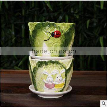2016 small table round white glazed ceramic flower pot set with tray                        
                                                                                Supplier's Choice