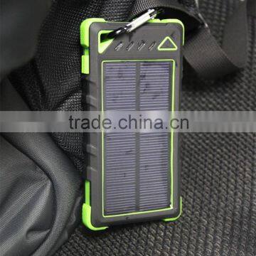 Waterproof solar charger 10000mAh dual USB portable solar panel power bank