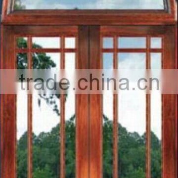 Double Glass Wooden French Doors Design With Round Transom DJ-S9180HR