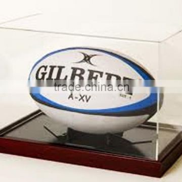 Customized hot wholesale acrylic rugby ball display case rugby ball display box