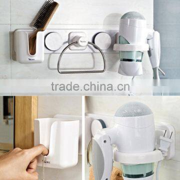 Beautiful Design Convinient Universal Ucker Plastic Hair Dryer Storage Organizer Rack Comb Holder Wall Mounted Stand