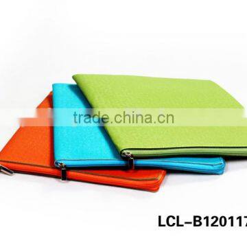 LCL -B12041710 raw cut bi color pvc semi pu cluth envelope cosmetic bag doument holder mini pad pouch