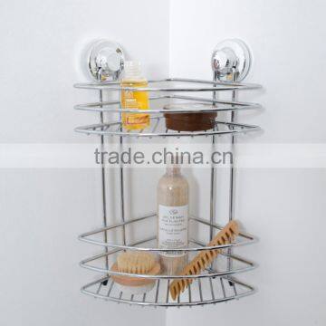 Wall mounted metal bathroom shelf double corner baskets