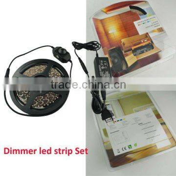 5m 3528 led strip 60led/m 300led+Inline dimmer+12V 24W driver