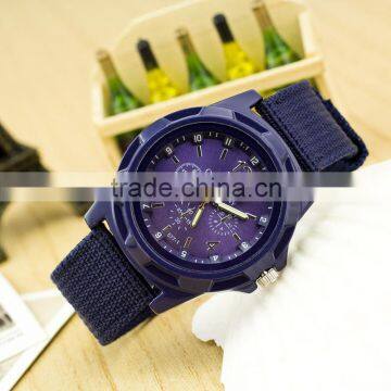 Made in China Canvas Strap Fabric Military Analog Quartz Watches for Men