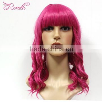 Wholesale cheap indian remy wavy red hair wig for party cosplay