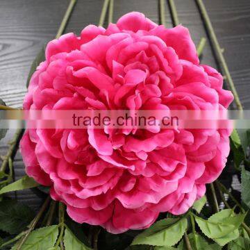 single long stem big red peony silk flower