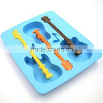 Summer Blue DIY Silicone Ice Tray Mould Guitar Shape New Cute Ice Cream Tools Chocolate Cake Ice Cream Moulds