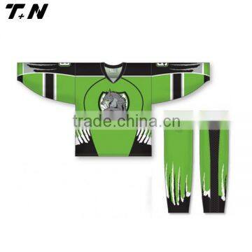 customized embroidery logo hockey jersey green color