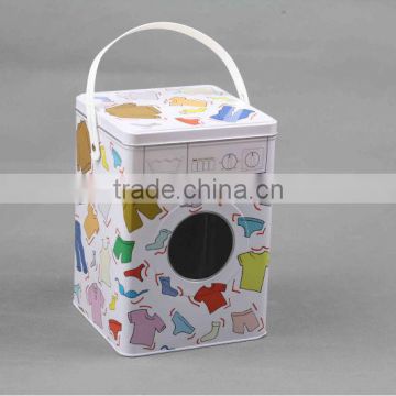 washing machine shaped storage tin box with plastic handle