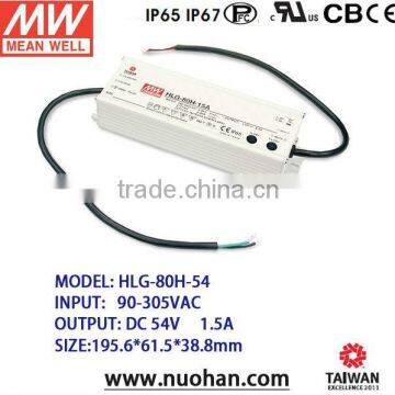 Meanwell led driver HLG-80H-54B 80W led dimmer driver 80w 54v 0~10v dimming