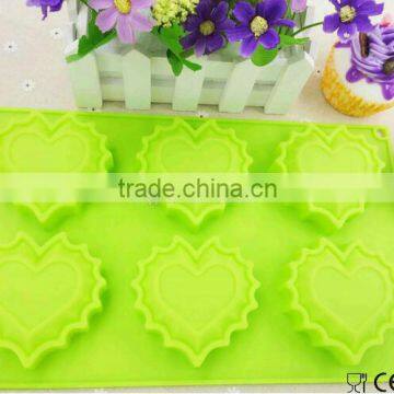 6 Cavity Heart Shape Silicone Cookie Mold Silicone Cake Mould Baking Tray