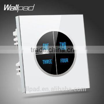 Wallpad 4 gang 1 way LED Waterproof UK White Tempered Glass 110~250V Touch Switch