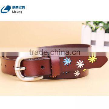 Trendy Top Grain Cowhide Silver Metal Lady New Fashion Belts