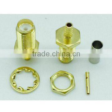 High quality plated gold 11mm length screw female connector for RG174 cable